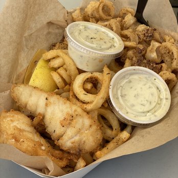 Splash Cafe - Seafood combo $25 fish and calamari. - American Near Me - Pismo Beach, California Splash Cafe - Seafood combo $25 fish and calamari. - American Near Me - Pismo Beach, California