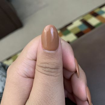 Nails Club Pasadena - Didn't even bother to cover the whole nail plus the shape is horrible - Nail Salons Near Me - Pasadena, Texas