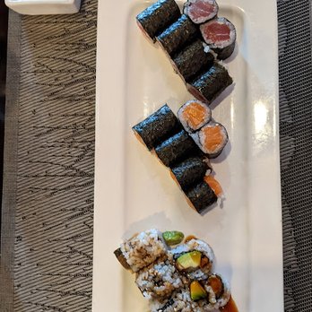 Kumo Japanese Cuisine - Tuna and Salmon Rolls, (both small, but compact, focused on fish) & Eel Avocado. - Japanese Near Me - Depew, New York Kumo Japanese Cuisine - Tuna and Salmon Rolls, (both small, but compact, focused on fish) & Eel Avocado. - Japanese Near Me - Depew, New York