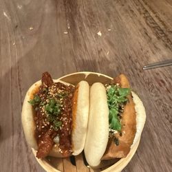 Budaixi - Pork Belly Bao and Fried Chicken Bao. The buns are fluffy and homemade. Meats are exceptional, just yummmm.