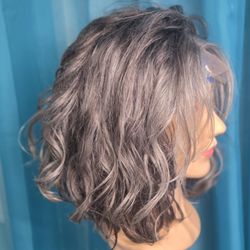 Customized Silver Wig. Stacked back