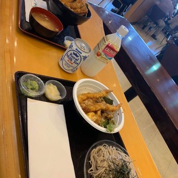 Tempura Hannosuke - Rice bowl, and Soba set.   Got the drinks from the market~ - Japanese Near Me - Edgewater, New Jersey