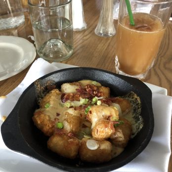 Cunard Tavern - Poutine (we said we were splitting it so they preportioned into three different dishes for us!) and coffee cocktail - American Near Me - Boston, Massachusetts