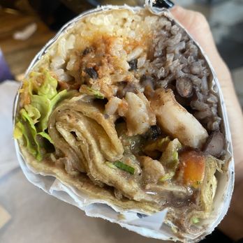 World Wrapps - Adobo burrito with shrimp. Bland, no distinctive flavor. - Mediterranean Near Me - Campbell, California