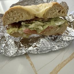 Bagel Bros BLT on Asiago bagel