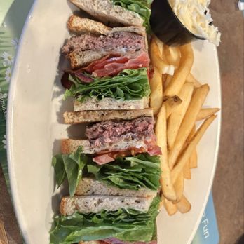 Gregg's Restaurants - Hamburger club sandwich with fries. - American Near Me - Providence, Rhode Island Gregg's Restaurants - Hamburger club sandwich with fries. - American Near Me - Providence, Rhode Island