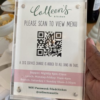 Colleen's Kitchen - 20% service charge for dine in - Southern Near Me - Austin, Texas Colleen's Kitchen - 20% service charge for dine in - Southern Near Me - Austin, Texas
