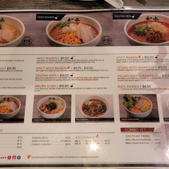 Ramen Josui - Nice menu - not overwhelming - Ramen Near Me - Torrance, California