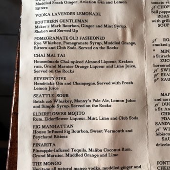 Americana - Cocktail menu - New American Near Me - Seattle, Washington