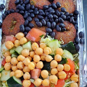Shah's Halal Food - Falafel over rice, with black beans, salad and chick peas. This Shah's is the best Halal on Long Island. - Halal Near Me - Hauppauge, New York Shah's Halal Food - Falafel over rice, with black beans, salad and chick peas. This Shah's is the best Halal on Long Island. - Halal Near Me - Hauppauge, New York