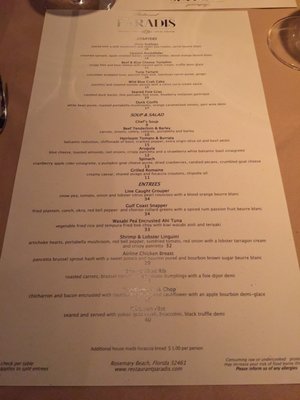 Menu photo 8 Restaurant Paradis Rosemary Beach, FL