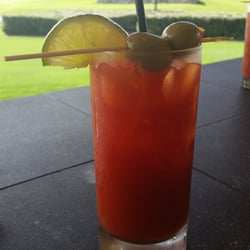 Stone Bridge Tavern - A Bloody Mary on the deck.