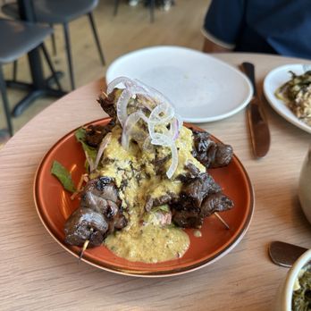 Owamni - Elk skewers for two. - New American Near Me - Minneapolis, Minnesota