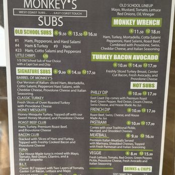 Monkey's Subs - Menu update as of 8.4.26 - Sandwiches Near Me - Portland, Oregon Monkey's Subs - Menu update as of 8.4.26 - Sandwiches Near Me - Portland, Oregon
