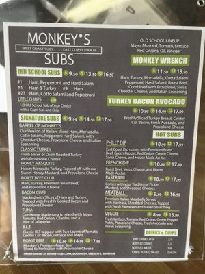 Menu photo 1 Monkey's Subs Portland, OR Menu photo 1 Monkey's Subs Portland, OR