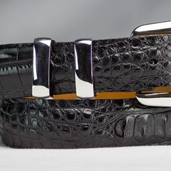 John Allen Woodward Leather - Hornback Alligator Belt with Sterling Silver Belt Buckle