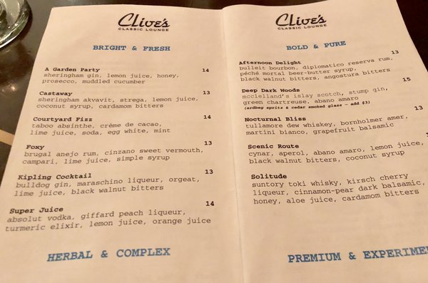 Menu photo 8 Clive's Classic Lounge Victoria, BC