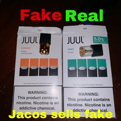 Jaco's Beverage Drive Thru - Example of the fake juul pods jacos sold me compared to a real pod pack.