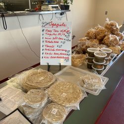 Home made tortillas and chips. They also sell Tomales.