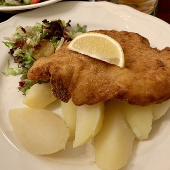 Restaurace U Trajců - Schnitzel with boiled potatoes. Highly recommended! Who knew boiled potatoes could taste so good? - Czech Near Me - Prague, Puerto Rico