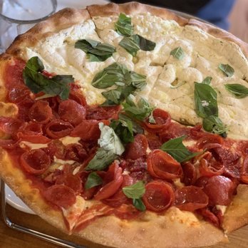 Nick's Pizza - Small Half Red and Half White Pizza - Italian Near Me - New York, New York Nick's Pizza - Small Half Red and Half White Pizza - Italian Near Me - New York, New York