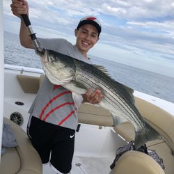Salty Lewer Fishing - My son with his 40", fat striper on the Salty Lewer! 7/16/19