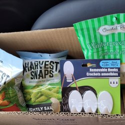 Dollar Tree - Text, candy, small household goods. If you don't have a bag, ask if you can take one of their empty boxes.