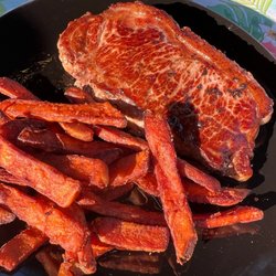 The Maple Angus - New York strip and sweet potato fries