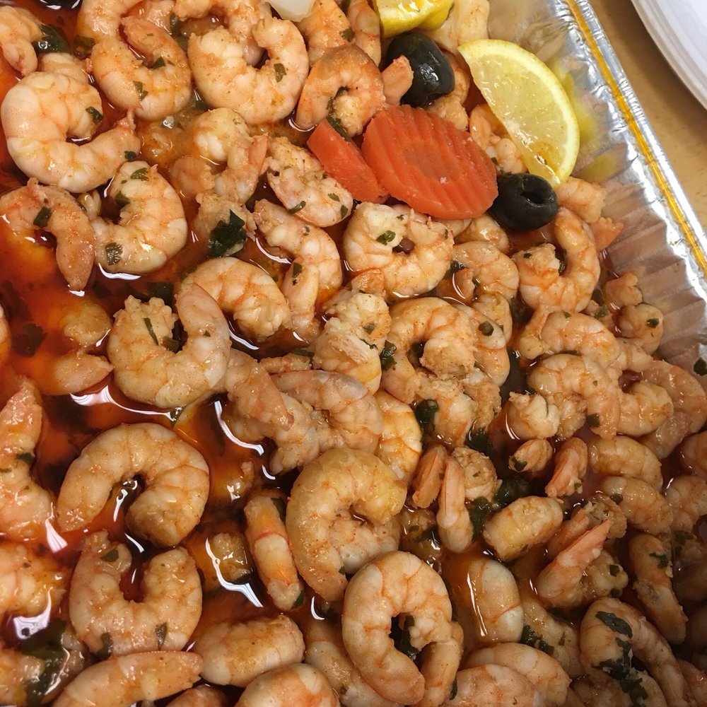 Family BBQ - shrimp, carrots, and olives in a sauce - Barbeque Near Me - North Plainfield, New Jersey