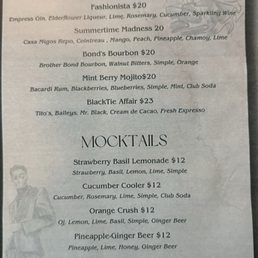 Bar menu - since it's unavailable on their site. Bar menu - since it's unavailable on their site.
