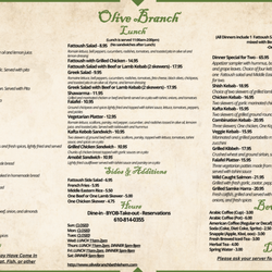 Olive Branch Cafe & Restaurant - Updated Menu as of 8.8.25