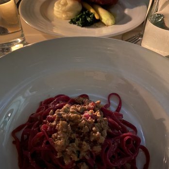 Barrique - Red beet pasta with quail ragu - Wine Bars Near Me - Venice, California