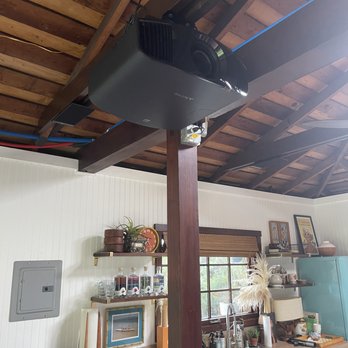 Speaker Guy - Sony 4k projector mounted to the crossbeam - Home Theatre Installation Near Me