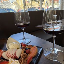 Cheese plate with a nice Barbera.