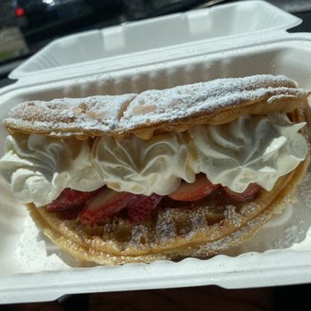 The Waffle Bus - Strawberries & Cream waffle sandwich - Sandwiches Near Me - Houston, Texas The Waffle Bus - Strawberries & Cream waffle sandwich - Sandwiches Near Me - Houston, Texas
