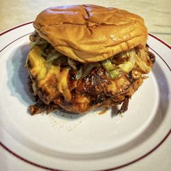 Burger Shack - Grilled chicken sandwich with unlimited toppings.