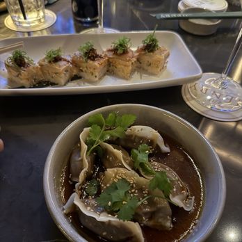 The Henry - Pressed Yellowtail Sushi* Beef gyoza - New American Near Me - Houston, Texas