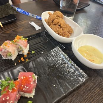 Angry Fish Sushi - Chicken Kaarage, Avo Hamachi Roll - Sushi Bars Near Me - San Leandro, California