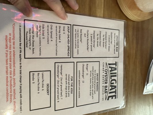 Menu photo 2 Tailgate Oyster Bar North Myrtle Beach, SC Menu photo 2 Tailgate Oyster Bar North Myrtle Beach, SC