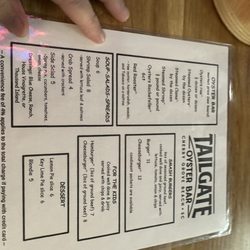 Tailgate Oyster Bar - Menu