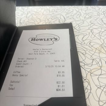 Howley's Restaurant - Prices for coffee and food - Diners Near Me - West Palm Beach, Florida Howley's Restaurant - Prices for coffee and food - Diners Near Me - West Palm Beach, Florida