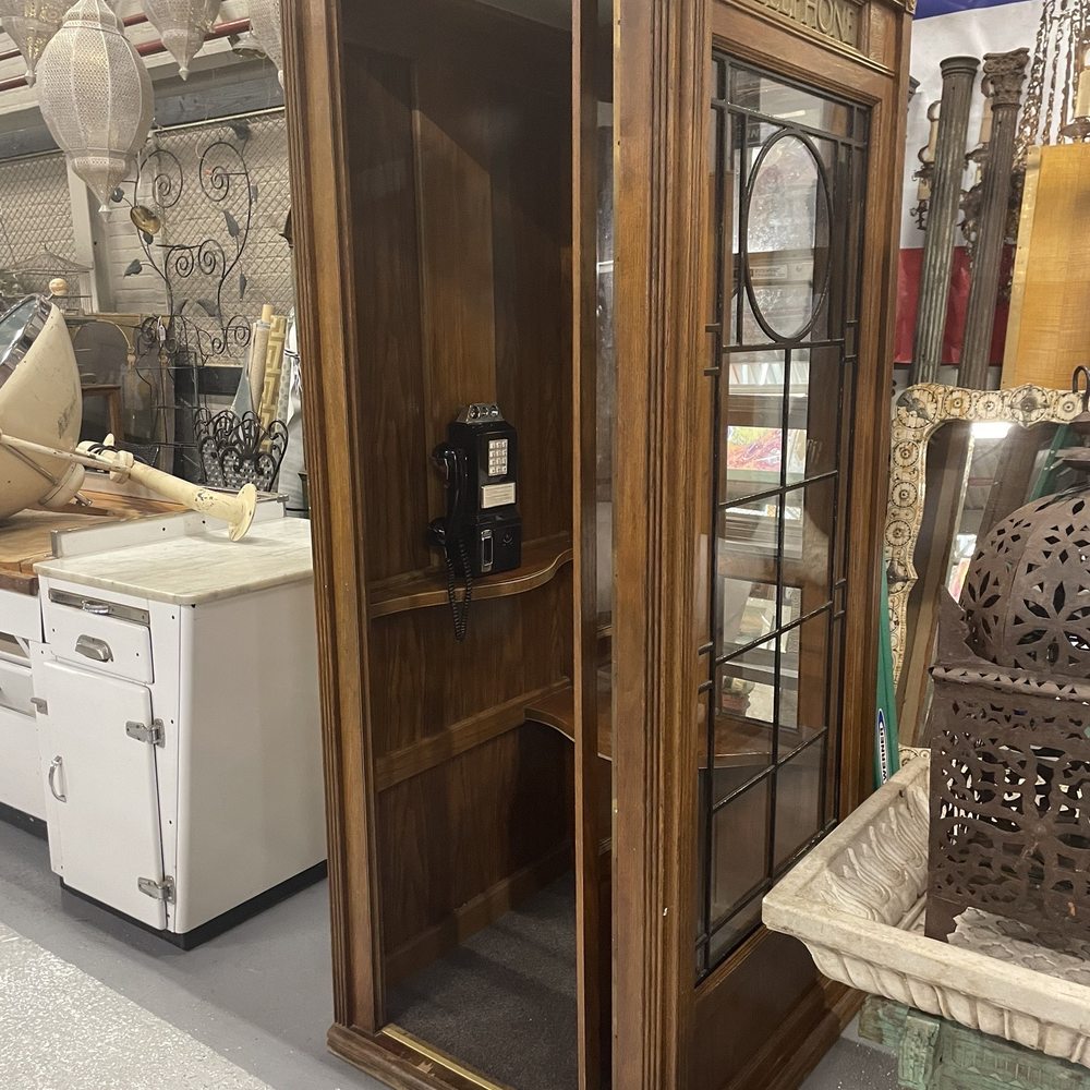 Phone booth. Still functional with the right wiring. Phone booth. Still functional with the right wiring.