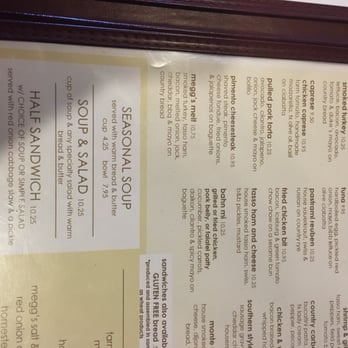 Megg's Cafe - Small part of the menu - Bakeries Near Me - Temple, Texas