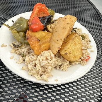 Boston Fish Market - Rice Greek potato, grilled veggies - Seafood Near Me - Des Plaines, Illinois