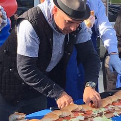 GetGo Gas Station - Micheal Symon cutting the last of the sandwich