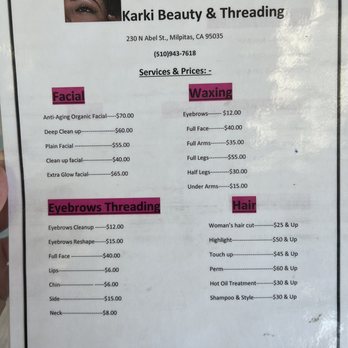 Karki Beauty & Threading - prices as of Aug 2022 - Eyebrow Services Near Me - Milpitas, California