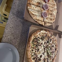 Pizza Stix with Cheese and Philly Cheesesteak Pizza