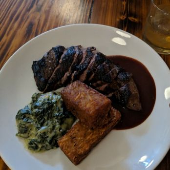 Marble + Rye - Steak with cream spinach and " tater tots" those were kinda bland but I appreciate the look and crunch - Cocktail Bars Near Me - Buffalo, New York