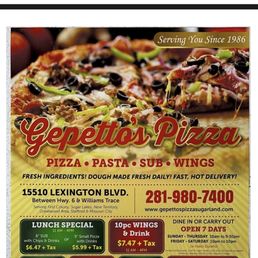 Exterior photo of Gepetto's Pizza - Sugar Land, Texas Exterior photo of Gepetto's Pizza - Sugar Land, Texas