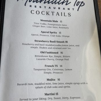 Mountain Top - Drinks - Salad Near Me - Monteagle, Tennessee